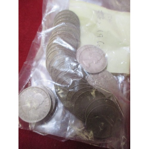 36A - BAG OF BRITISH TWO SHILLING PIECE COINS - 22 X 1958, 34 X 1960, 23 X 1959 AND 20 X 1954