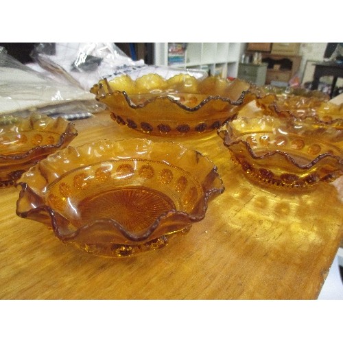 65 - VINTAGE AMBER GLASS FRUIT OR DESSERT SET