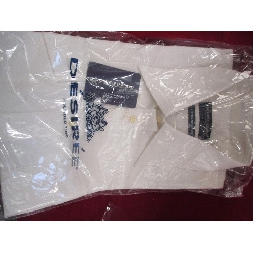 70 - 3 X ITALIAN DESIGNER SHIRTS - WHITE, PALE BLUE AND NAVY - BRAND NEW IN PACKAGING