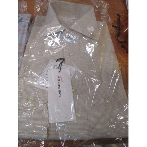 234 - 3 X ITALIAN DESIGNER SHIRTS - BY DESIREE & DESIREE SPORT, SIZE MEDIUM (ONE WITH 16 INCH COLLAR). BLU... 