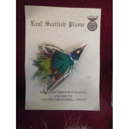 88 - QUANTITY OF MIXED BROOCHES, INCLUDES AN UNUSUAL BUTTERFLY BROOCH, ALSO A REAL SCOTTISH PLUME. MANY H... 