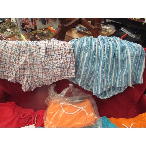 139 - NICE SELECTION OF SWIMMING SHORTS, ALSO BOXER SHORTS, VARIOUS COLOURS.  LARGE.