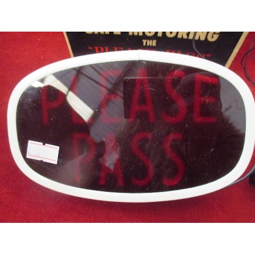 155 - VINTAGE 'PLEASE PASS' CAR/CARAVAN SIGN. ELECTRIC PLUG-IN. BOXED.