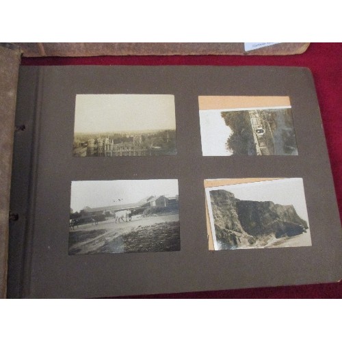 205 - 2 GOOD VINTAGE PHOTOGRAPH ALBUMS. EDWARDIAN TO 1930'S. FAMILY HOLIDAY/WORLD WAR 1/ EDWARDIAN WEDDING... 