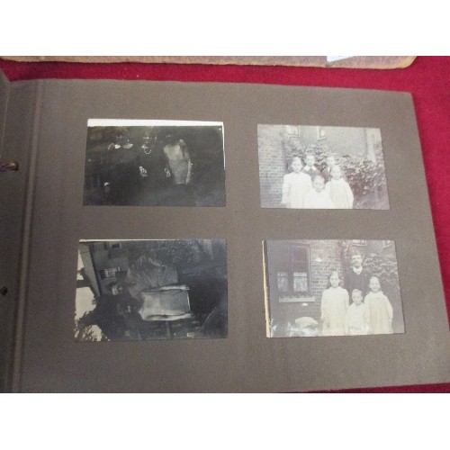 205 - 2 GOOD VINTAGE PHOTOGRAPH ALBUMS. EDWARDIAN TO 1930'S. FAMILY HOLIDAY/WORLD WAR 1/ EDWARDIAN WEDDING... 