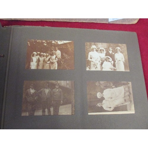 205 - 2 GOOD VINTAGE PHOTOGRAPH ALBUMS. EDWARDIAN TO 1930'S. FAMILY HOLIDAY/WORLD WAR 1/ EDWARDIAN WEDDING... 