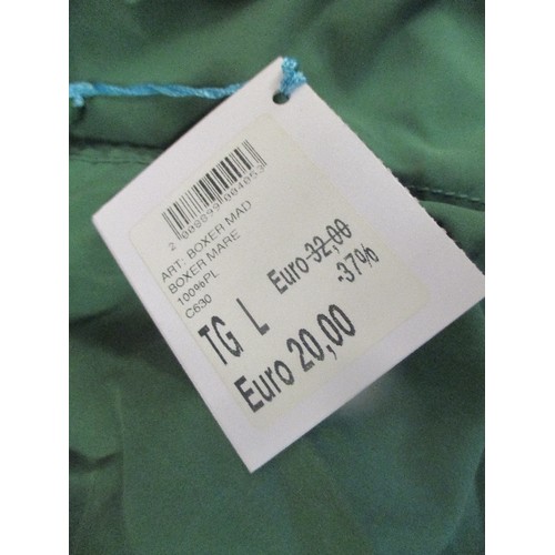 203 - 3 BRAND-NEW PAIRS OF SWIMMING TRUNKS BY DESIREE. SIZE LARGE. EMERALD GREEN.