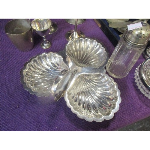 210 - SELECTION OF SILVER-PLATED WARES, INCLUDING EGG CUPS, FISH CUTLERY, GOBLETS.