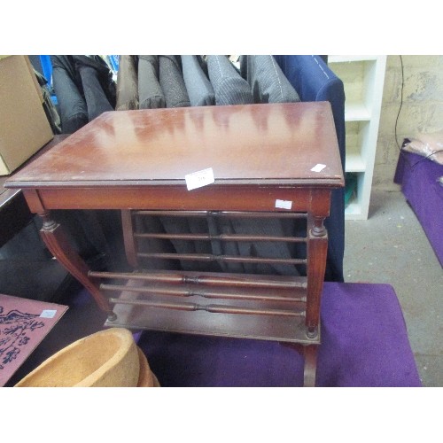 216 - MAGAZINE RACK/ SIDE TABLE. MAHOGANY COLOUR.