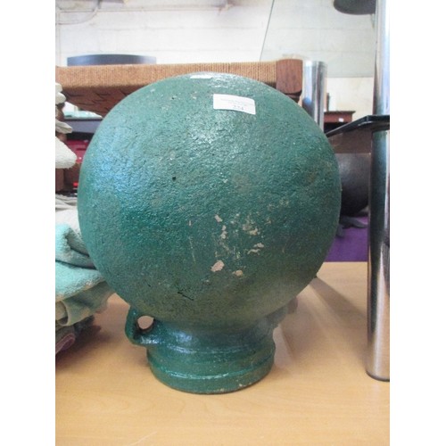 224 - RUSTIC EGYPTIAN CLAY ROUND BOTTOMED VESSEL, 2 HANDLES. 30CM DIAM.