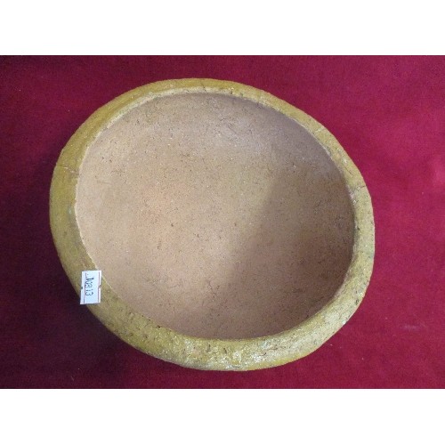 227 - RUSTIC EGYPTIAN CLAY BOWL. 26CM DIAM.