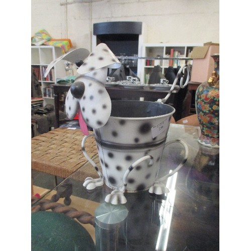 230 - NOVELTY SPOTTY-DOG METAL PLANTER.