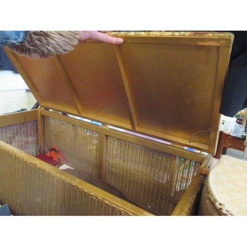 233 - ORIGINAL LLOYD LOOM-LUSTY OTTOMAN BOX AND LINEN BASKET, IN GOLD.