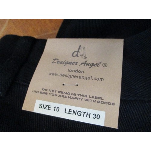 239 - 2 PAIRS OF BRAND-NEW/ PACKAGED, LADIES DESIGNER 'ANGEL-LONDON' BLACK DENIM JEANS. SIZE 10/ LENGTH 30... 