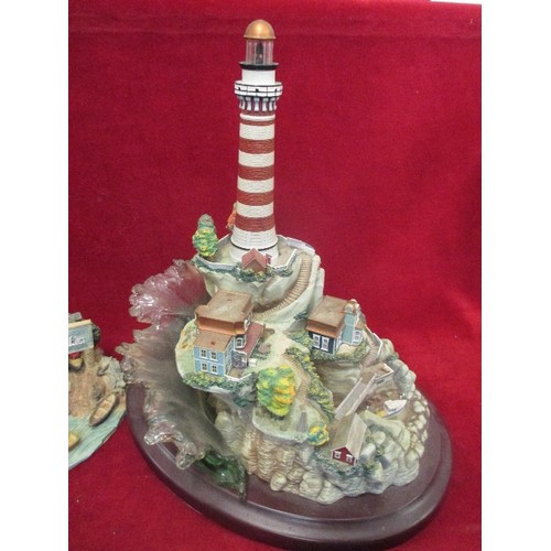 268 - LARGE 'LIGHT AT HARBOUR BRIDGE' MODEL BY LENOX 2001, WITH LIGHTHOUSE, AND SMALLER MODEL OF HARBOUR B... 