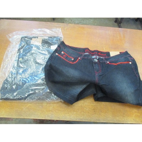 273 - BRAND NEW ITALIAN DESIGN ANGEL-LONDON', LADIES JEANS. 1 INDIGO, BOOTLEG WITH RED DETAIL SIZE 18/31 T... 