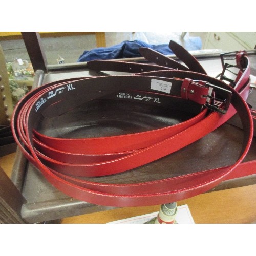 276 - 7 X BRAND NEW RED PASAL 100% LEATHER ITALIAN BELTS. LARGE SIZE.