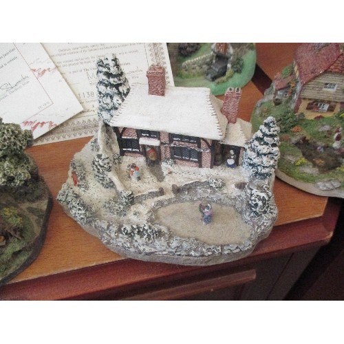 280 - 6 X DANBURY MINT FARMHOUSES & COTTAGES, INC 'THE FARMER VISITS' BY JANE HART, ALSO A LILLIPUT LANE C... 