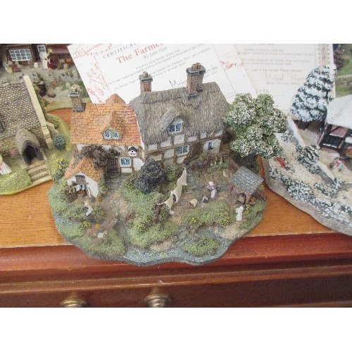 280 - 6 X DANBURY MINT FARMHOUSES & COTTAGES, INC 'THE FARMER VISITS' BY JANE HART, ALSO A LILLIPUT LANE C... 