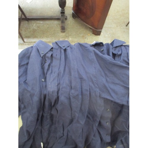 279 - 2 X BRAND-NEW 100% COTTON NAVY BLUE SHIRTS. 1 WITH BUTTON-DOWN COLLAR SIZE XL. THE OTHER IS SAME COL... 