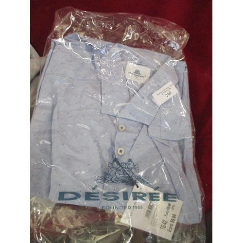 290 - 3 BRAND-NEW ITALIAN DESIREE SHIRTS. ALL SIZE 42