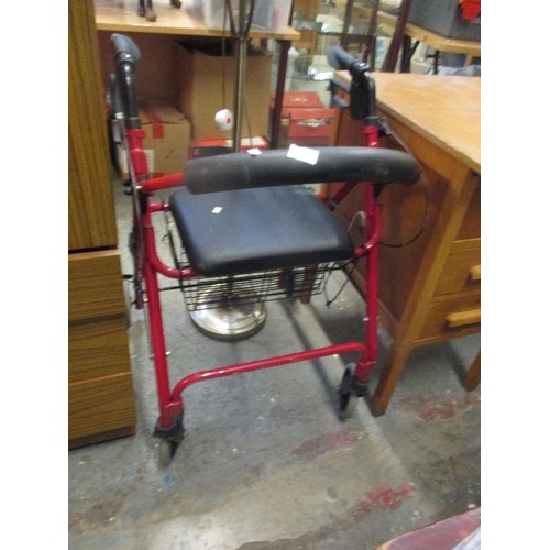 346 - MOBILITY ROLLATOR/ WALKER. IN RED AND BLACK.