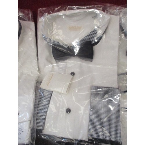 114 - 3 X BRAND NEW/ PACKAGED ITALIAN DRESS SHIRTS, WITH BOW TIES. COLLAR 16