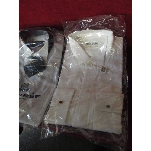 175 - 2 X BRAND-NEW ITALIAN DESIGNER DRESS SHIRTS, WITH WING-TIP COLLAR. 1 WHITE/ 1 SILVER EMBOSSED. BY DE... 