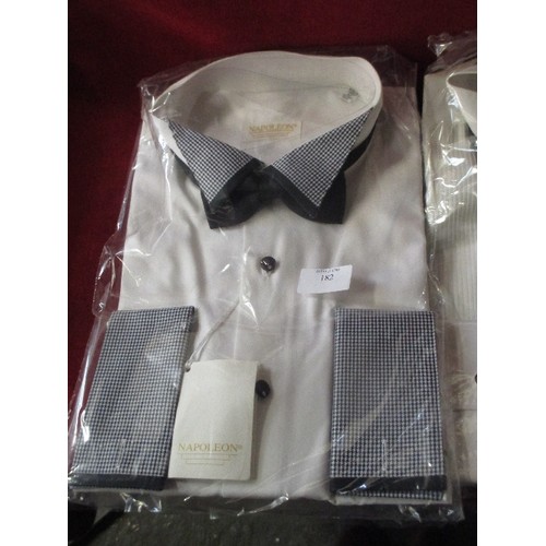 175 - 2 X BRAND-NEW ITALIAN DESIGNER DRESS SHIRTS, WITH WING-TIP COLLAR. 1 WHITE/ 1 SILVER EMBOSSED. BY DE... 