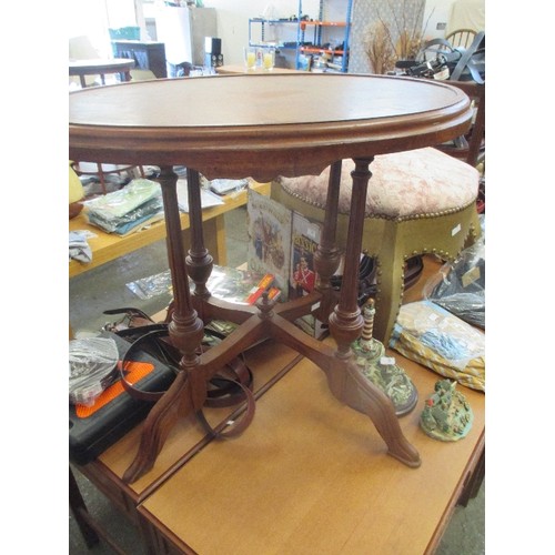 285 - OCCASIONAL TABLE WITH OVAL TOP. ON 4 CONJOINED LEGS. REMOVABLE OVAL TOP. 86 X 58CM