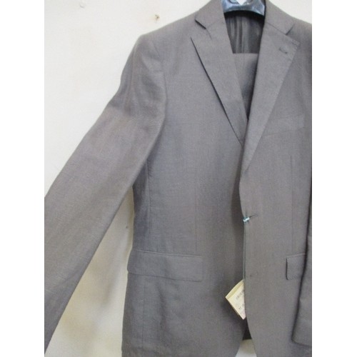 256 - BRAND NEW DESIGNER 100% LINEN SUIT BY DESIREE. MID-GREY. 40