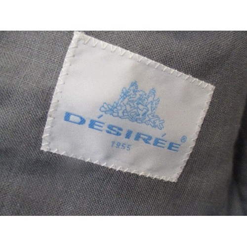 256 - BRAND NEW DESIGNER 100% LINEN SUIT BY DESIREE. MID-GREY. 40