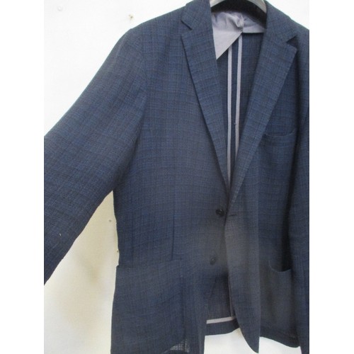 257 - BRAND NEW DESIGNER 100% COTTON/LINEN JACKET BY DESIREE. NAVY/BLACK CHECK. VERY LIGHT WEIGHT. 46