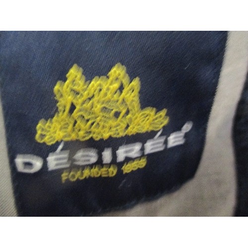 257 - BRAND NEW DESIGNER 100% COTTON/LINEN JACKET BY DESIREE. NAVY/BLACK CHECK. VERY LIGHT WEIGHT. 46