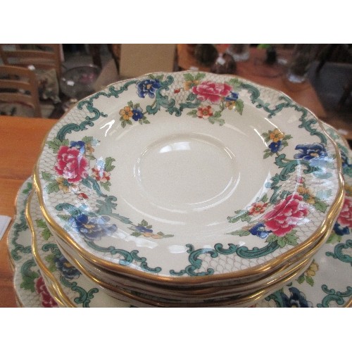 341A - 8 DINNER PLATES, 6 SIDES AND 6 TEA PLATES BOOTHS 'FLORADENA