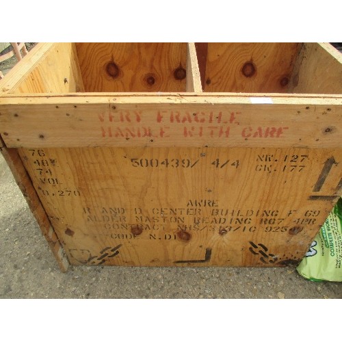 535 - LARGE WOODEN STORAGE CRATE WITH 2 COMPARTMENTS