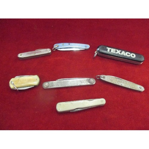 32 - 7 X POCKET KNIVES - MOTHER OF PEARL COATED, TEXACO ETC