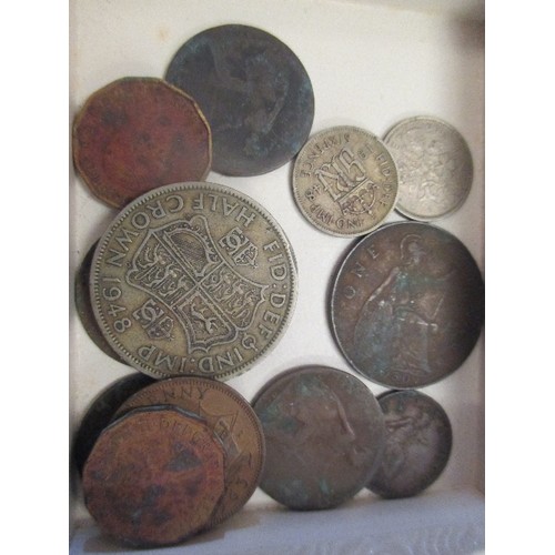 39 - 2 SMALL BOXES OF COINS, BOTH FOREIGN AND ENGLISH