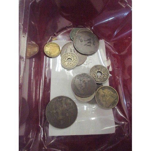 40 - 2  BOXES OF COINS -  4 X 1977 COMMEMORATIVE CROWNS, GOLD PLATED   TUTAN KHAMUN COIN ETC