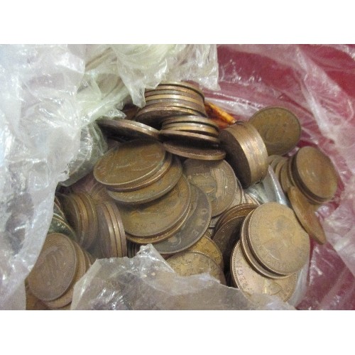 41 - TIN OF VINTAGE ENGLISH COINS, PENNIES ETC