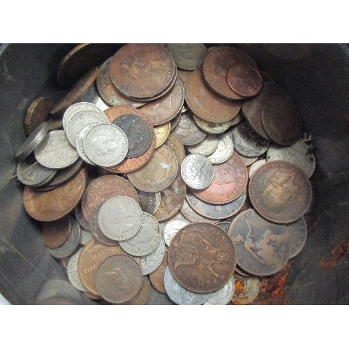 41 - TIN OF VINTAGE ENGLISH COINS, PENNIES ETC