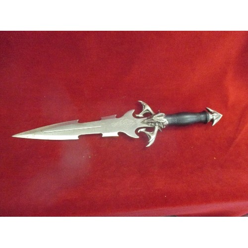 52 - DECORATIVE FANTASY DAGGER WITH DRAGON HEAD DESIGN