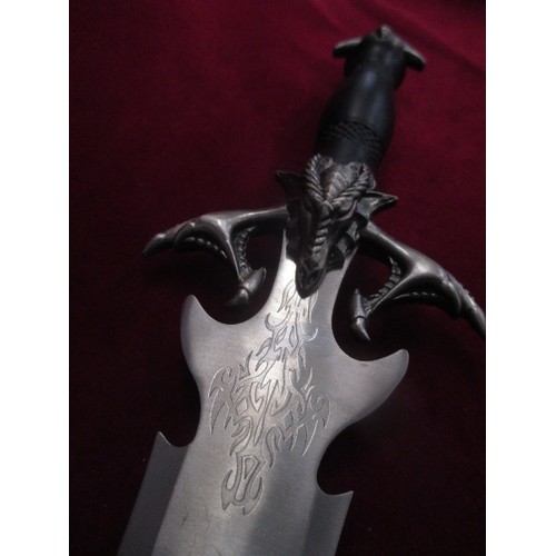 52 - DECORATIVE FANTASY DAGGER WITH DRAGON HEAD DESIGN