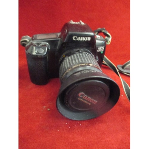 64 - MIXED CAMERAS - CANON EOS 100F CAMERA WITH CANON EW-60C LENSE, CANON POWERSHOT S45, RICO FF10, SONY ... 