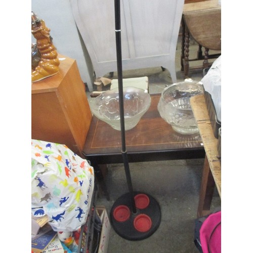 131 - RETRO SPUTNIK STYLE COAT AND HAT STAND IN BLACK AND RED