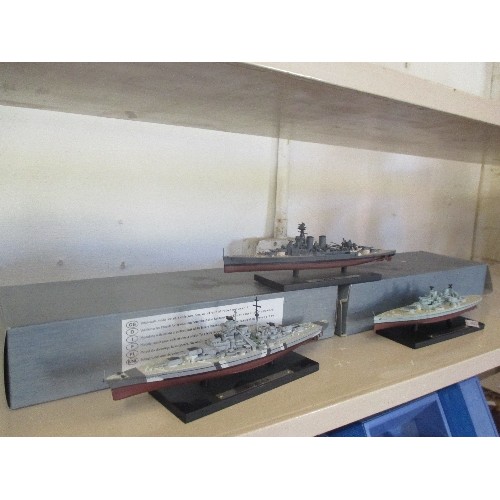 68 - SMALL SCALE COLLECTORS MODEL SHIPS. BISMARCK, HMS PRINCE OF WALES, & HMS HOOD.