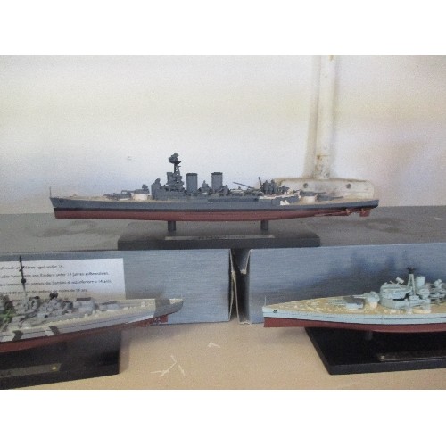 68 - SMALL SCALE COLLECTORS MODEL SHIPS. BISMARCK, HMS PRINCE OF WALES, & HMS HOOD.