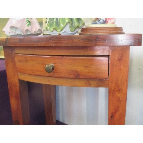 98 - JALI WOOD SIDE TABLE WITH DRAWER. 60CM H.