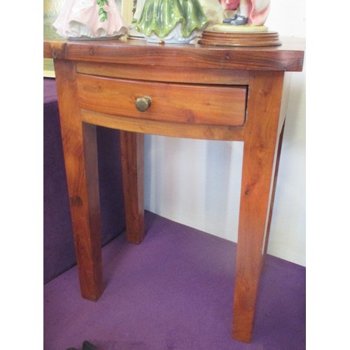 98 - JALI WOOD SIDE TABLE WITH DRAWER. 60CM H.