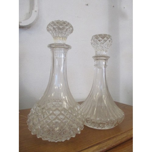 114 - 2 CUT GLASS DECANTERS WITH STOPPERS